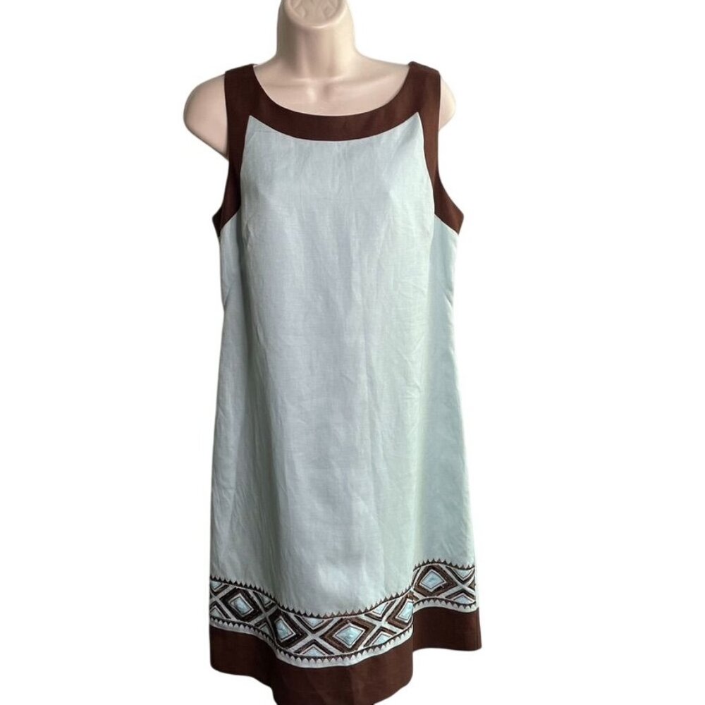 Willow Glenn Womens Career Shift Linen Dress Size 10 Sleeveless u Tiffany Blue B